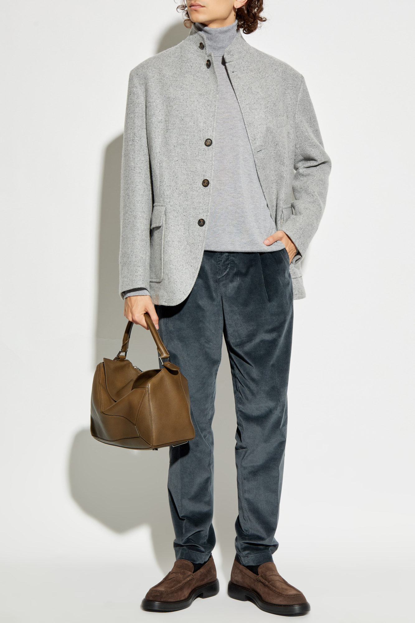 Eleventy Turtleneck Wool Jumper In Gray