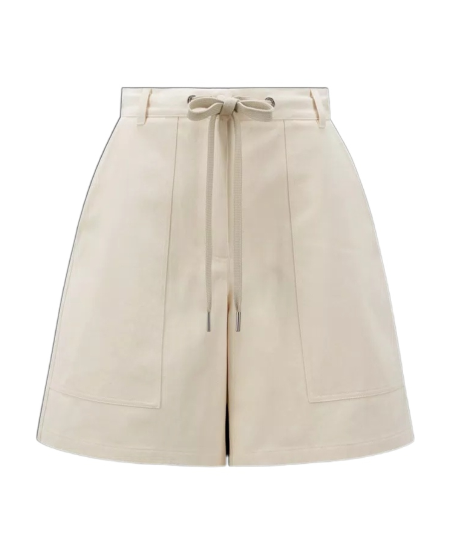 Moncler Drawstring-waist Cotton Shorts In White