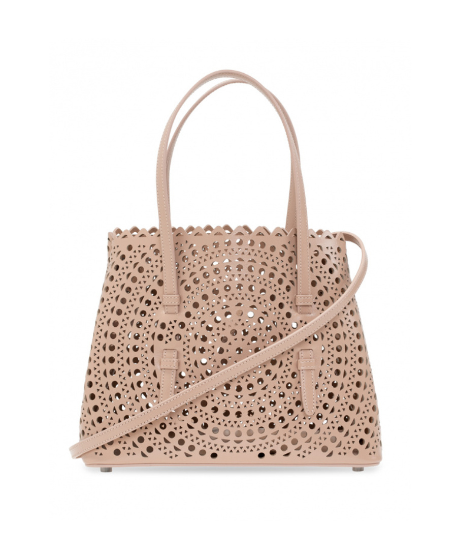 Alaïa Alaia Sable Mina 32 Laser-cut Leather Tote Bag In Nude
