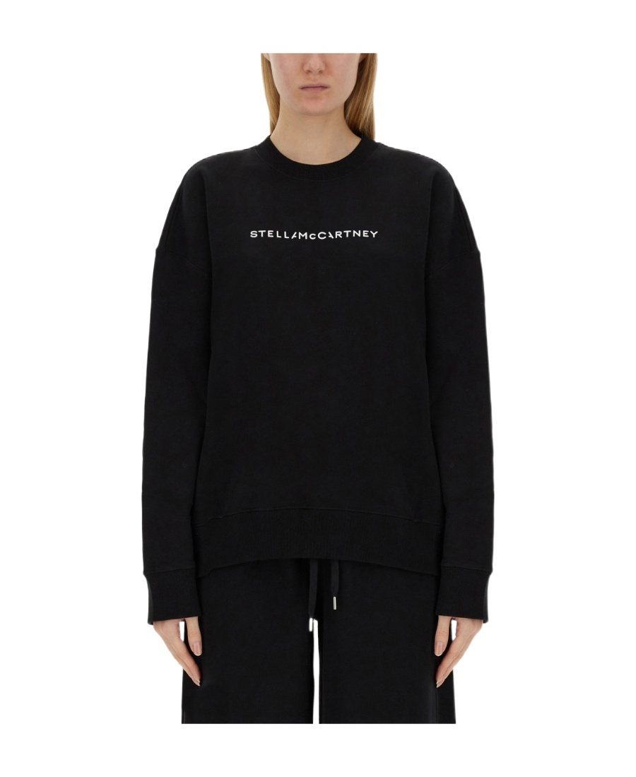 Stella Mccartney Logo-print Cotton Sweatshirt In Black