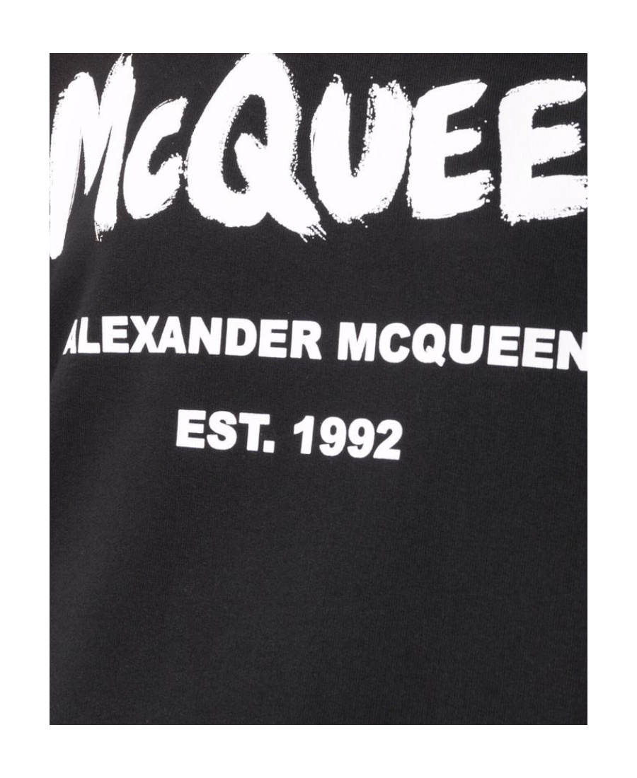 Alexander Mcqueen Graffiti Print Crew Neck Sweatshirt In Black
