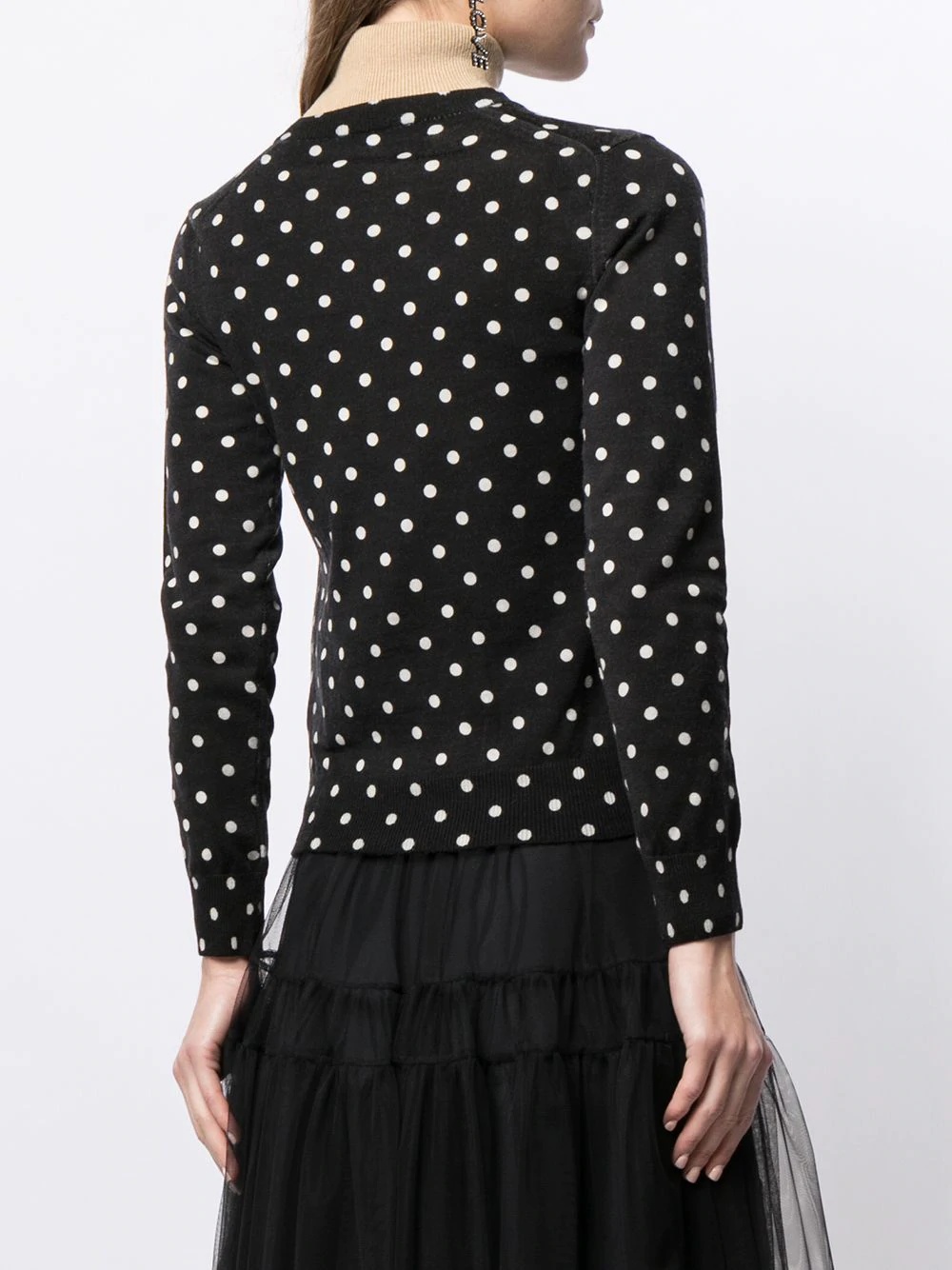 Comme Des Garçons Play Polka Dot-print V-neck Jumper In Black