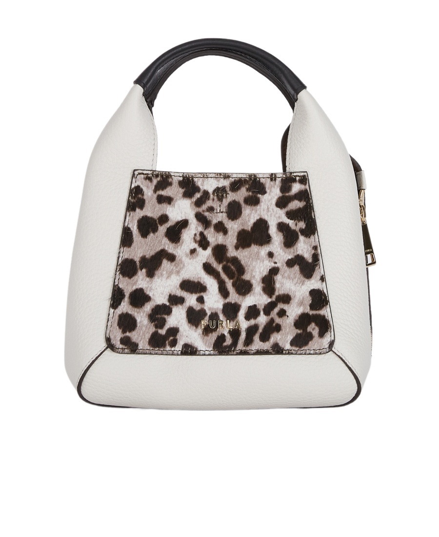 Furla Logo Palque Leopard Printed Tote Bag In White
