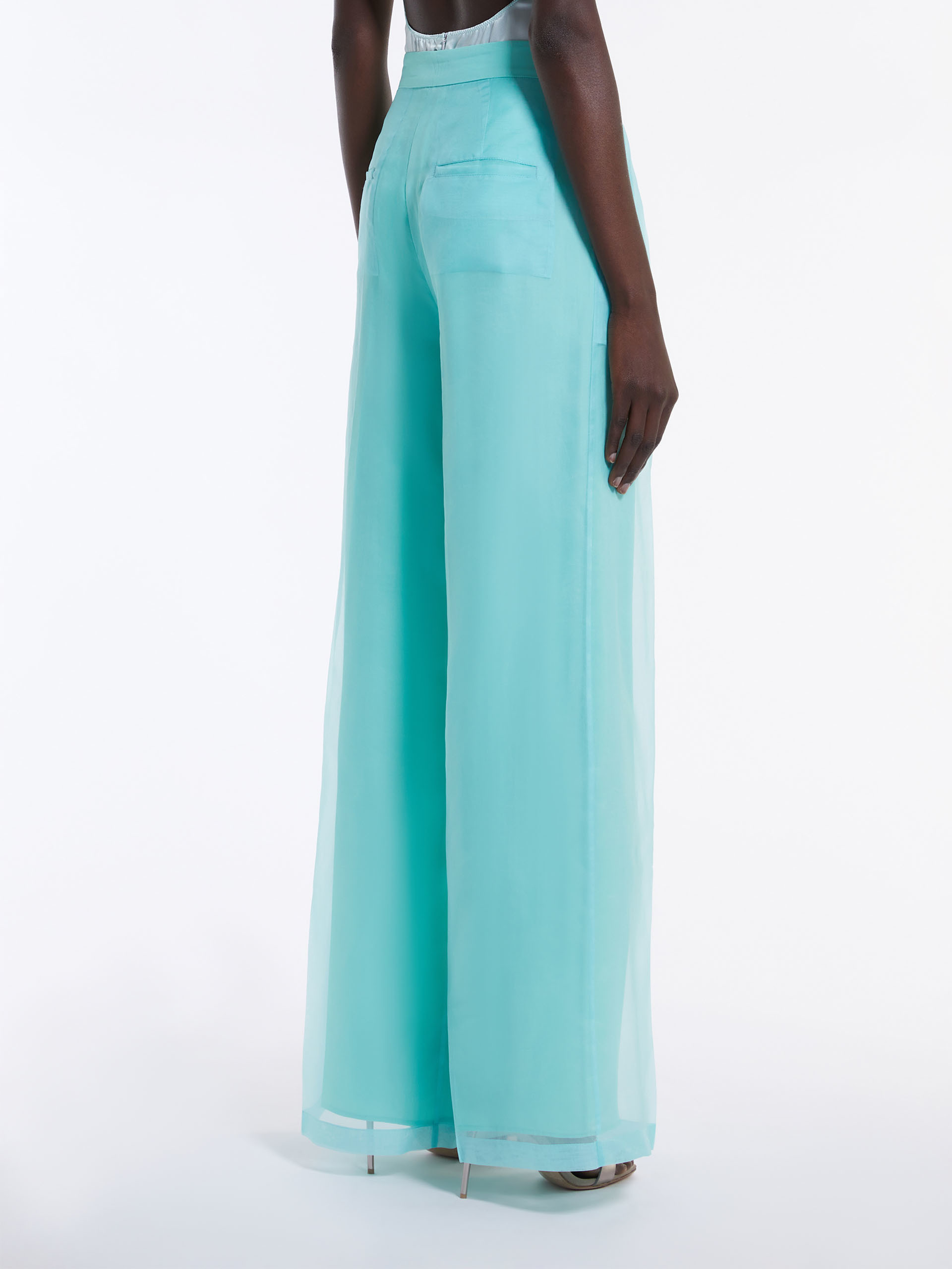 Max Mara Wide-legged Eugen Casual Pants In Blue