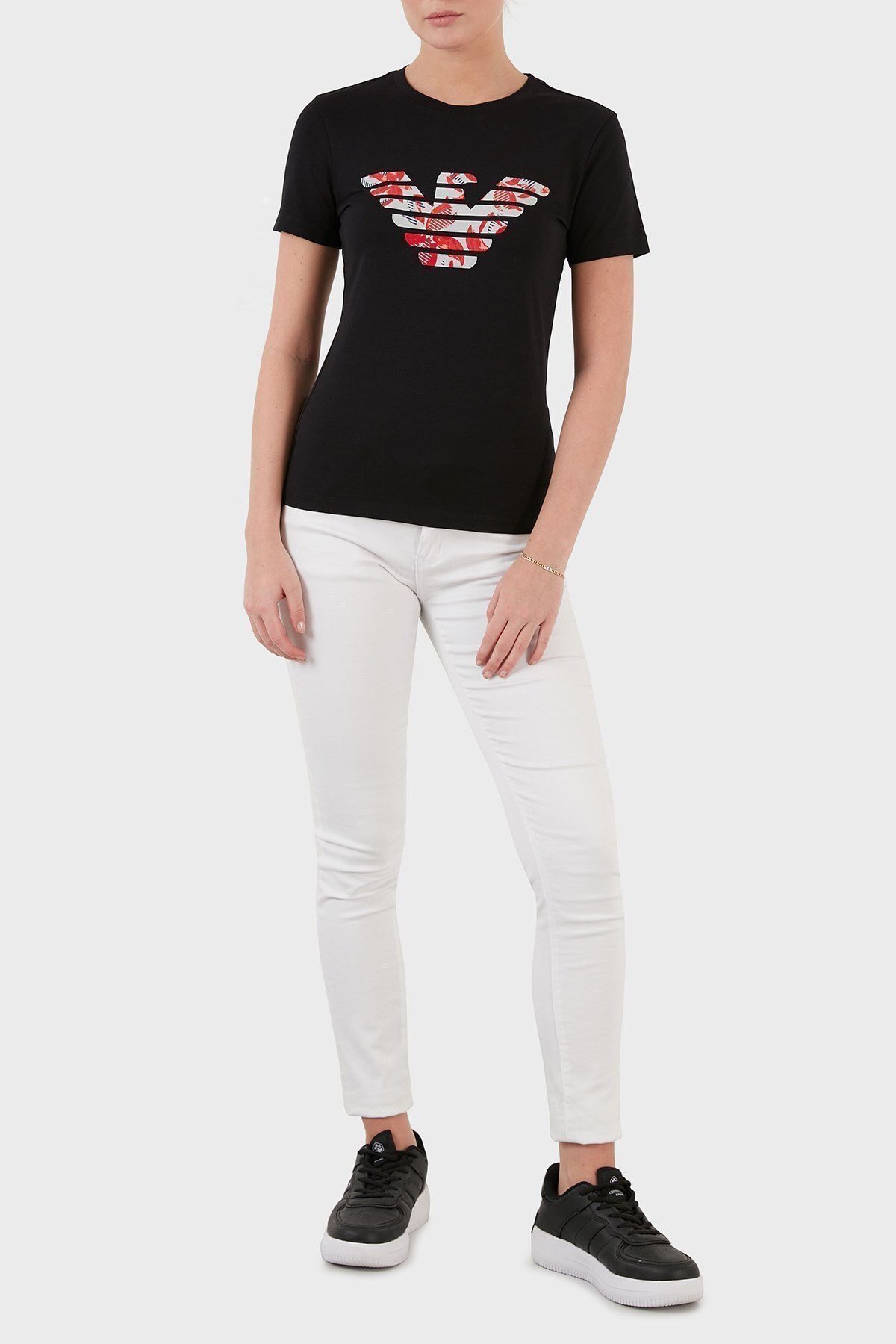 Shop Emporio Armani Round-necked Logo T-shirt In Black