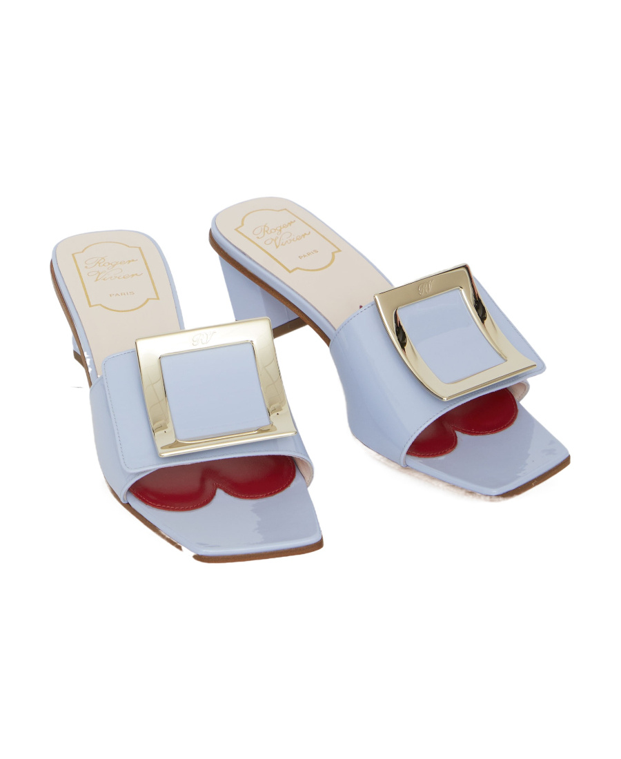 Roger Vivier Love Metal Buckle Muller Heels In White