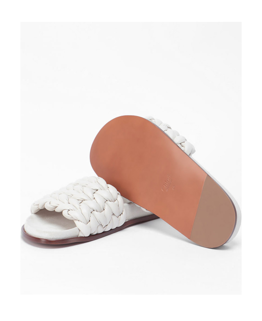Shop Chloé Woven Flat Slides In White