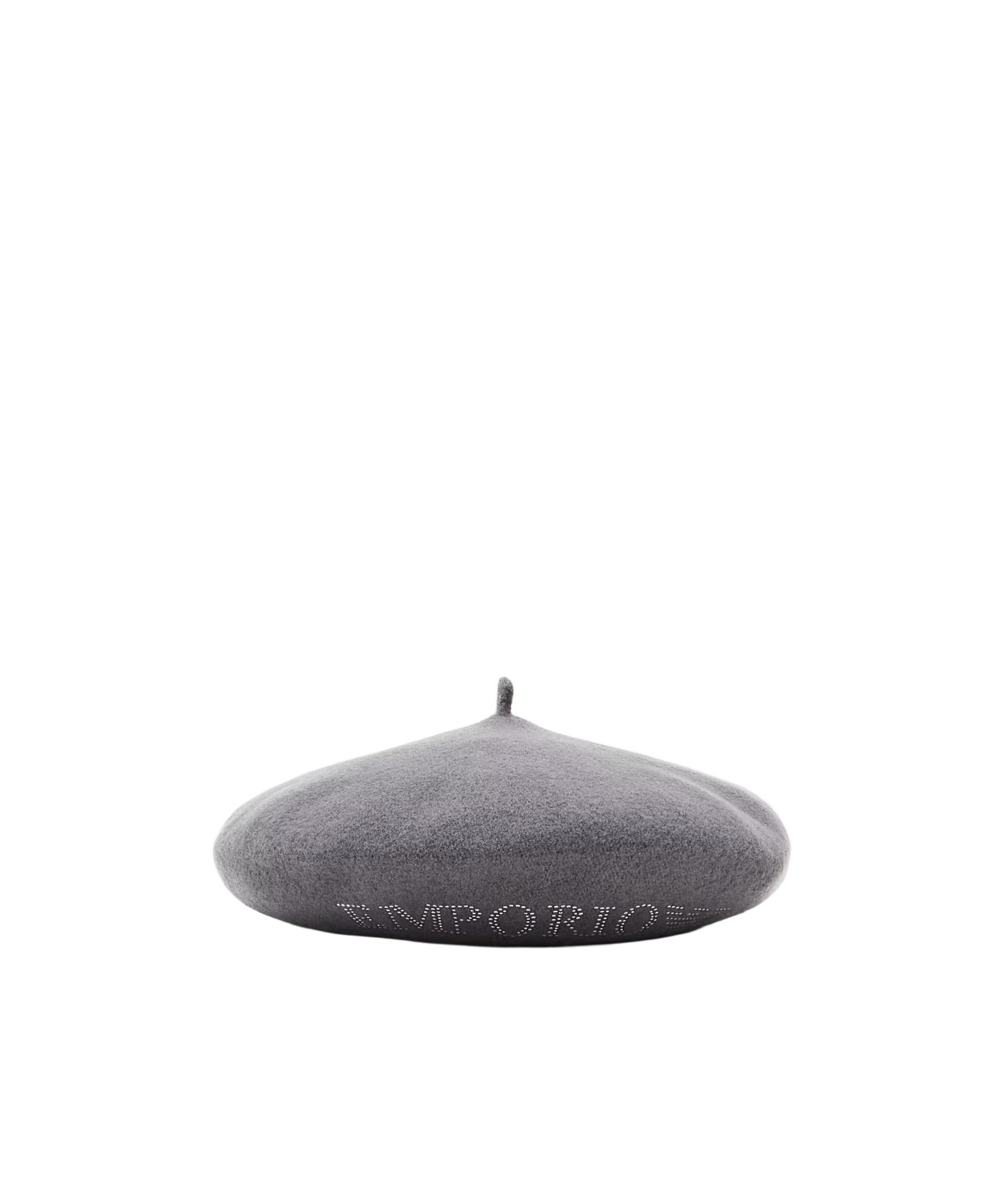 Emporio Armani Wool Beret With A Micro-stud Logo In Gray