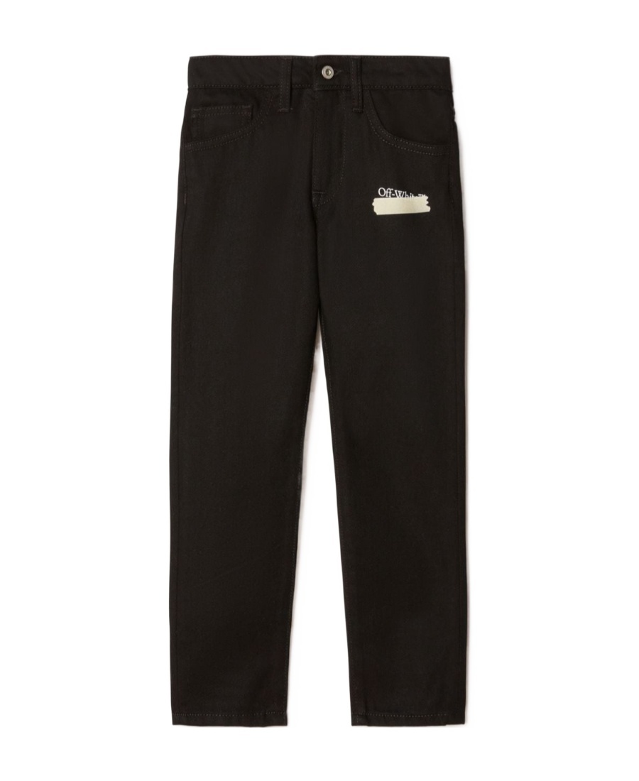 Off-white Diagonal-striped Jeans In Black