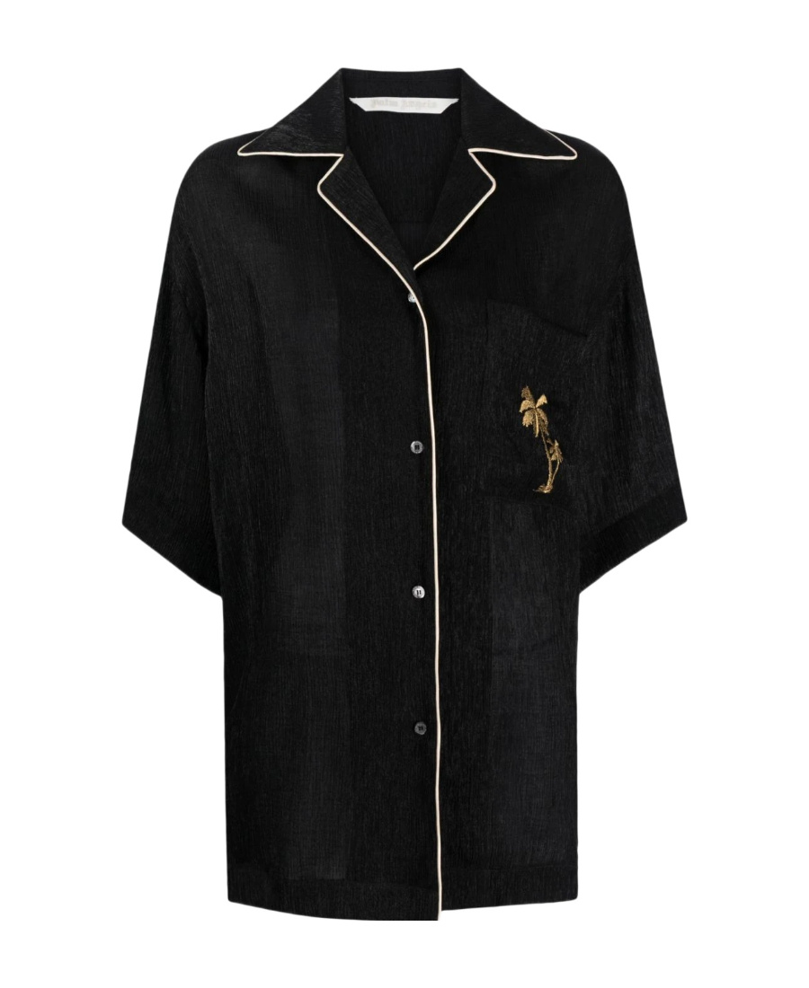 Palm Angels Soire? Logo-embroidered Button-up Shirt In Black