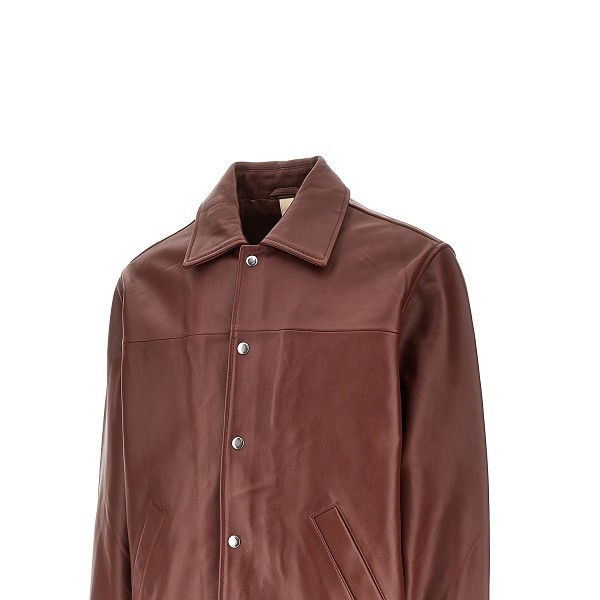 Sunflower Long-sleeved Leather Jacket In Brown