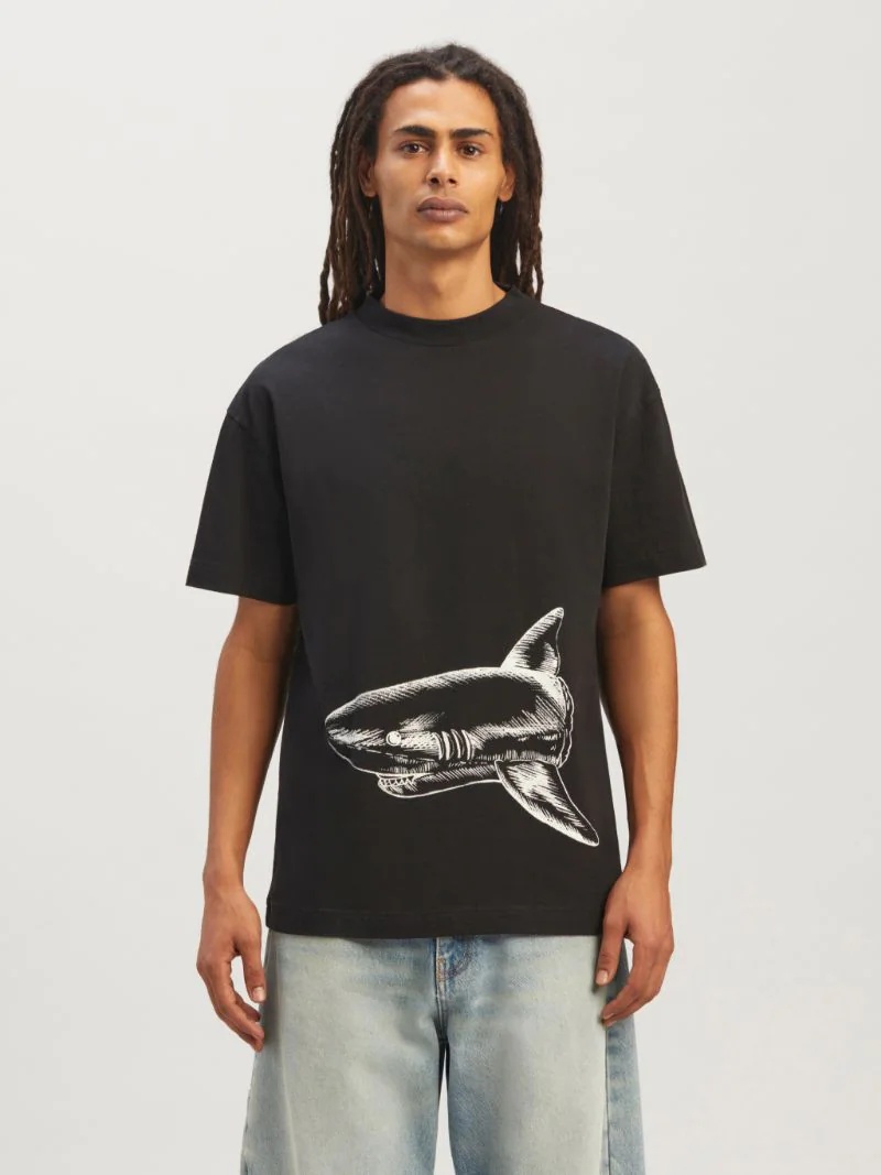 Palm Angels Broken Shark Print Sweatshirt In Black