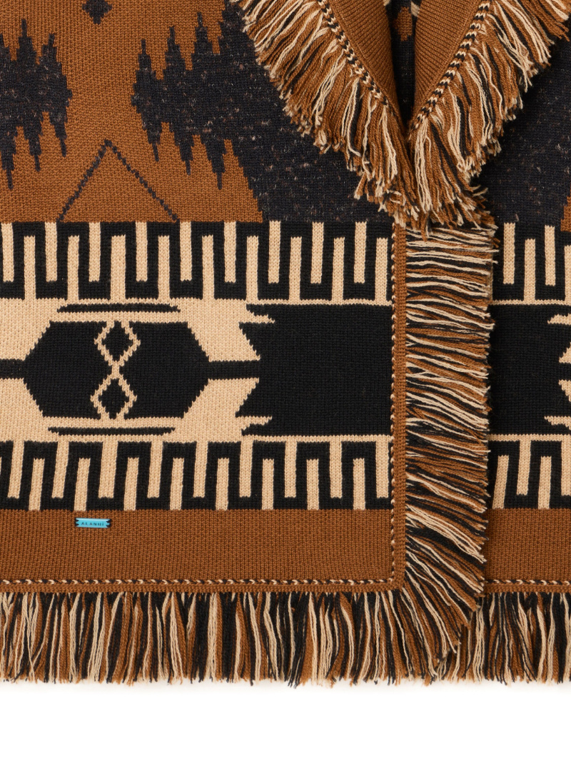 Alanui Dreamscape Fringe-detailed Patterned Cardigan In Brown