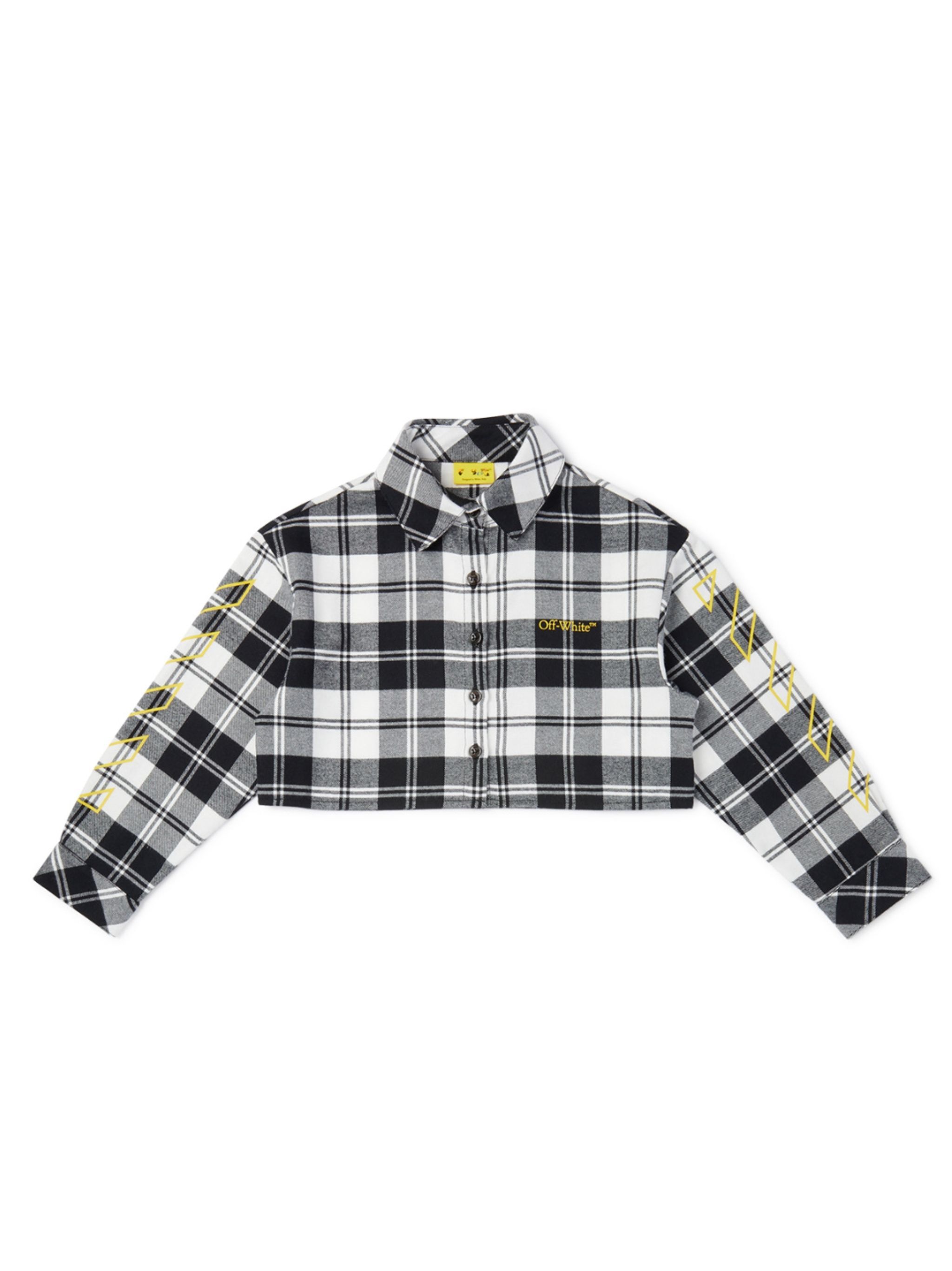 Off-white Checked Cropped Shirt In Gray