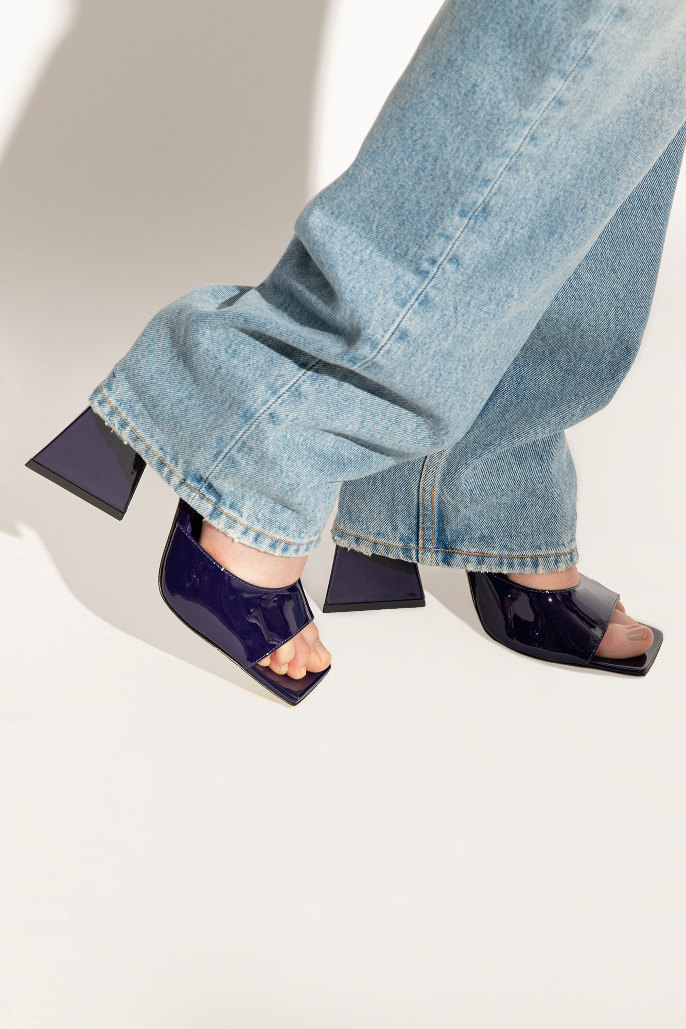 ATTICO DEVON 115MM PATENT-LEATHER MULES 