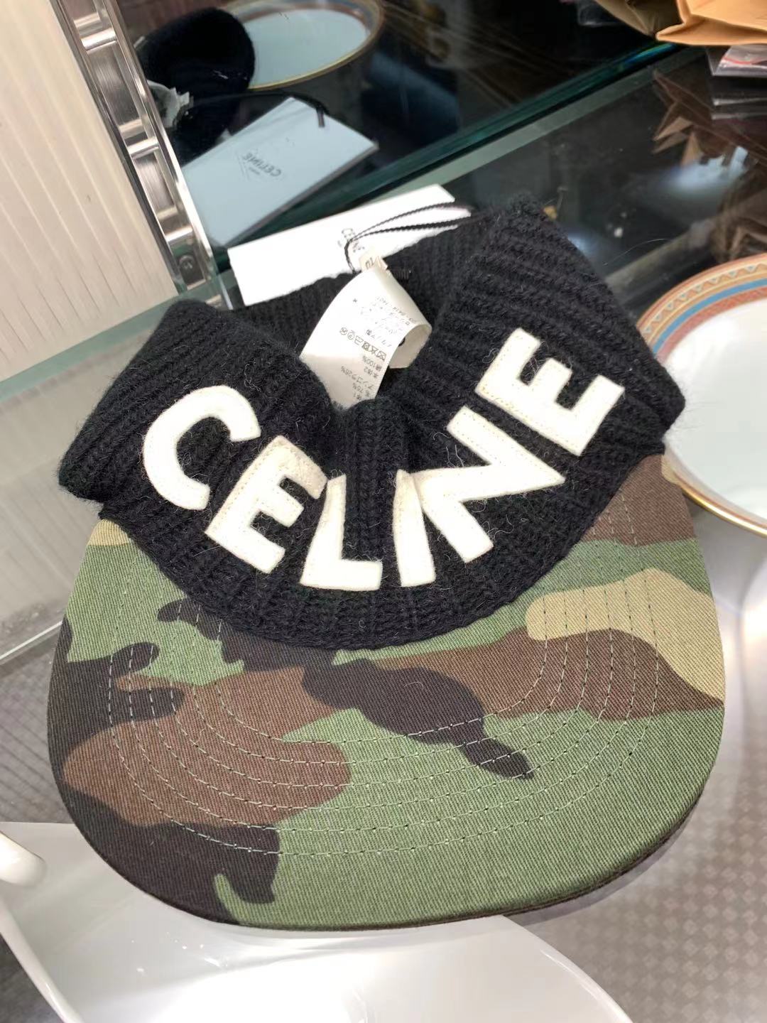 Celine Logo Hat In Black