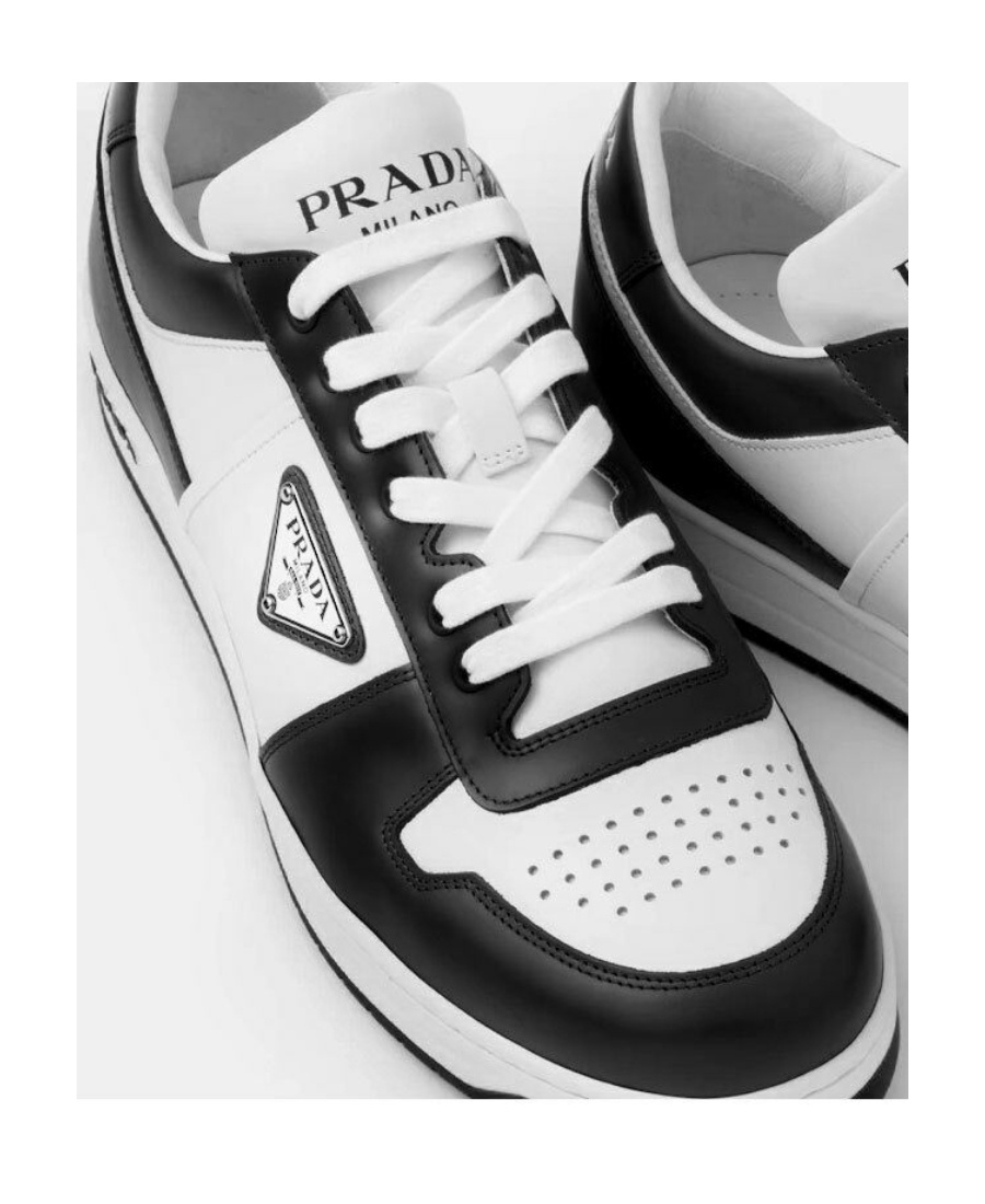 Prada Downtown Sneaker Aus Perforiertem Leder In White