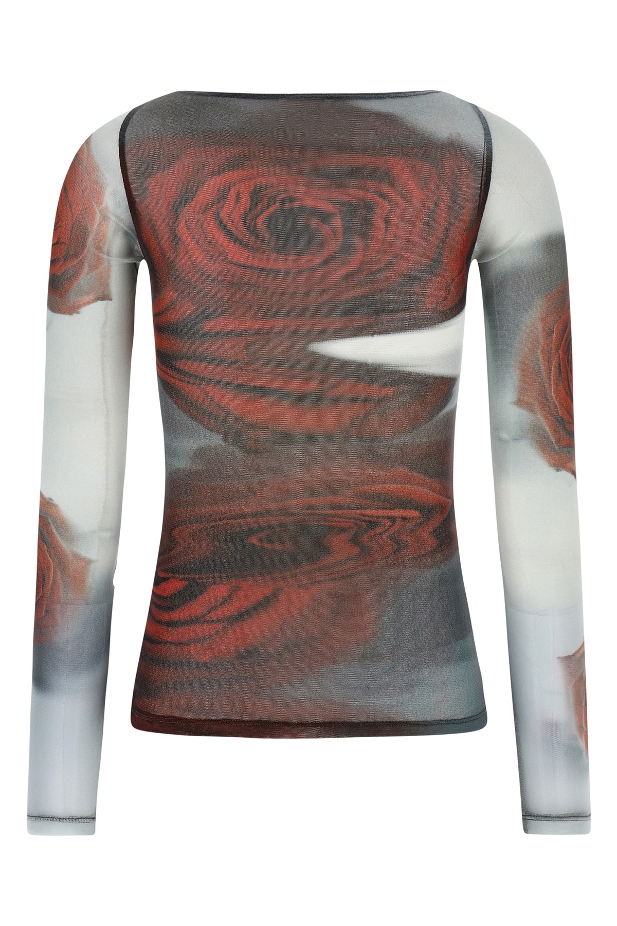 Jean Paul Gaultier Women Blurry Roses Medaillon Print Mesh Boat Neck Top In Multi