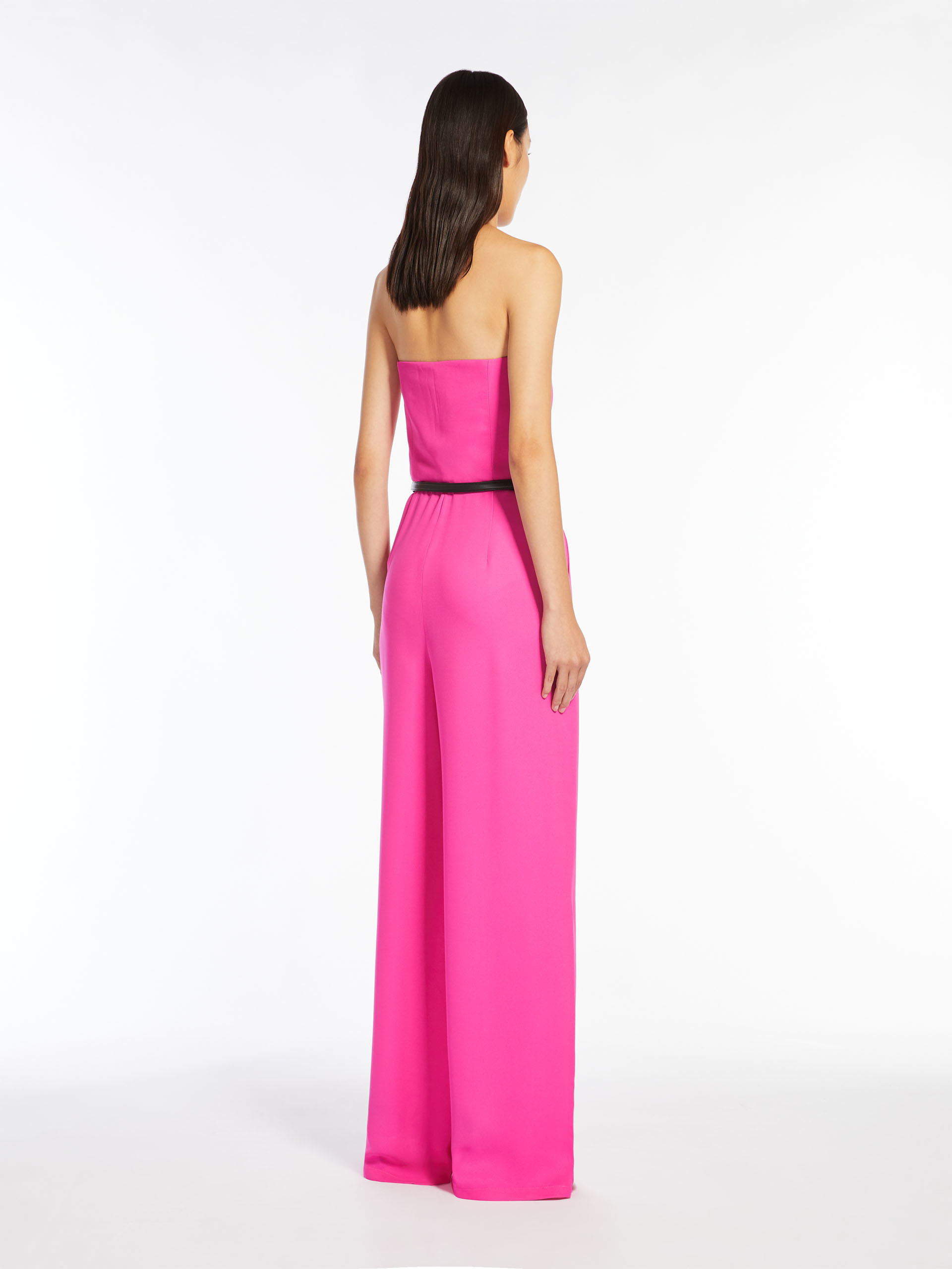 Max Mara Studio Strapless Belted Jumpsuit In Pink