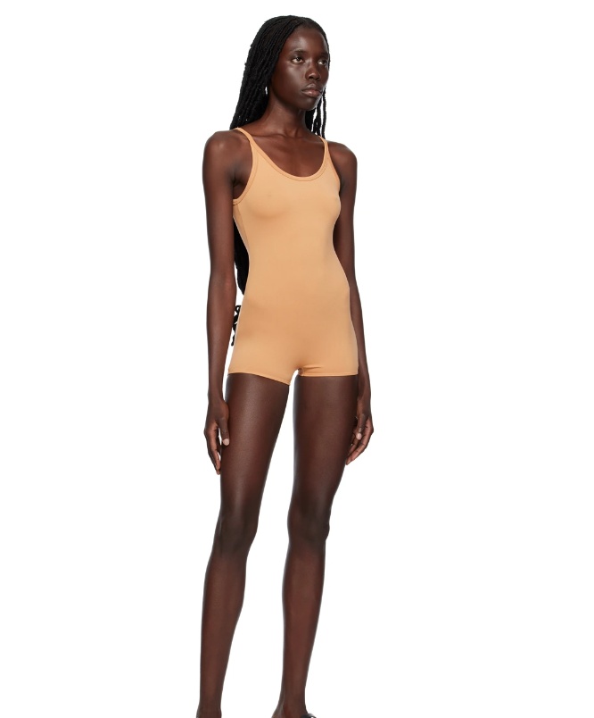 Shop Issey Miyake Scoop-neck Sleeveless Bodysuit In Nude
