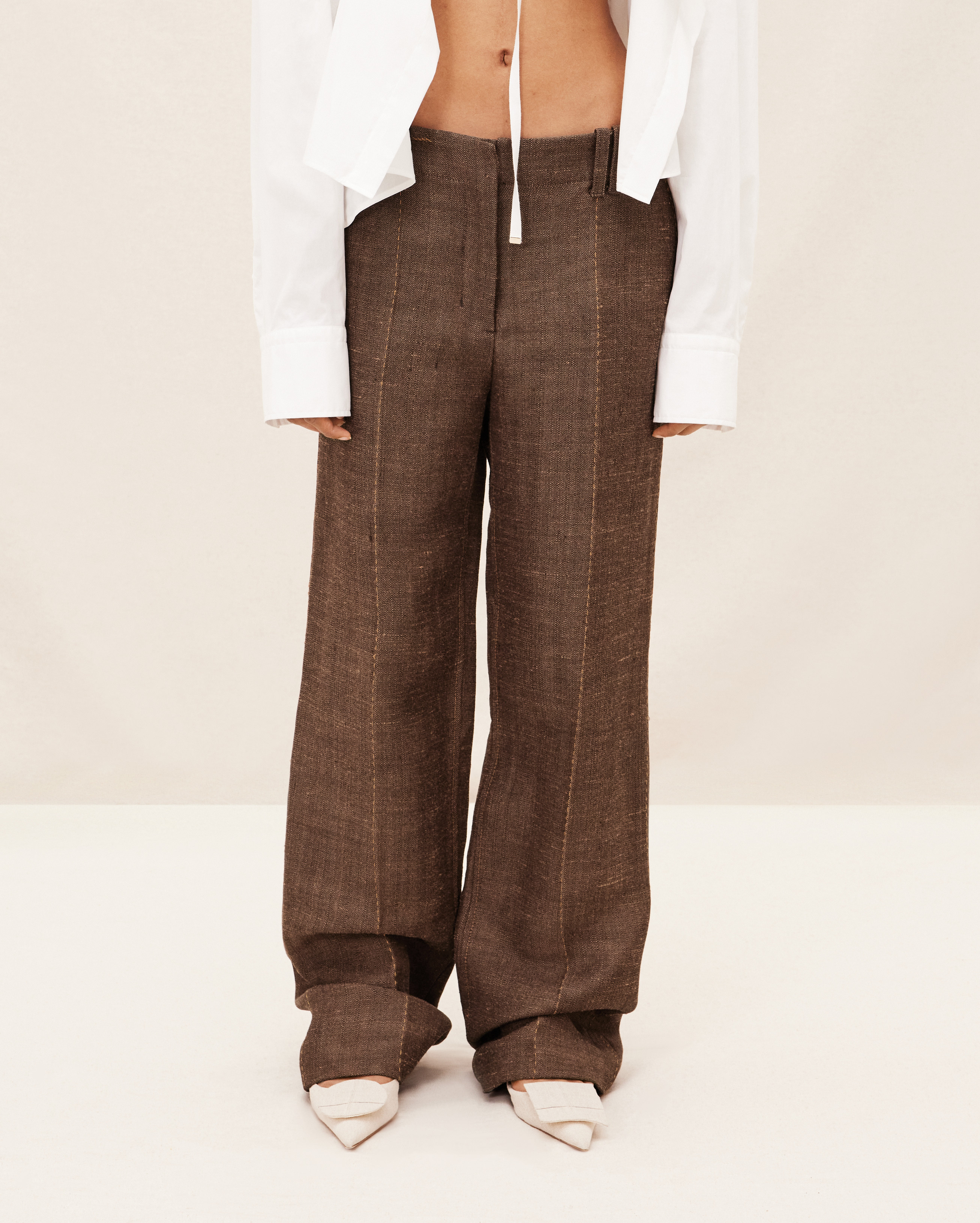 Jacquemus Le Pantalon Cordao Linen-blend Canvas Trousers In Brown