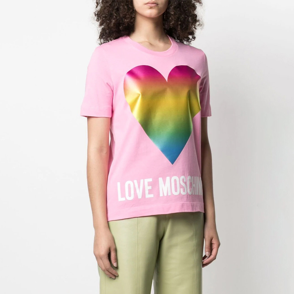 Moschino T-shirt With Round Neck And Short Sleeves In Pink