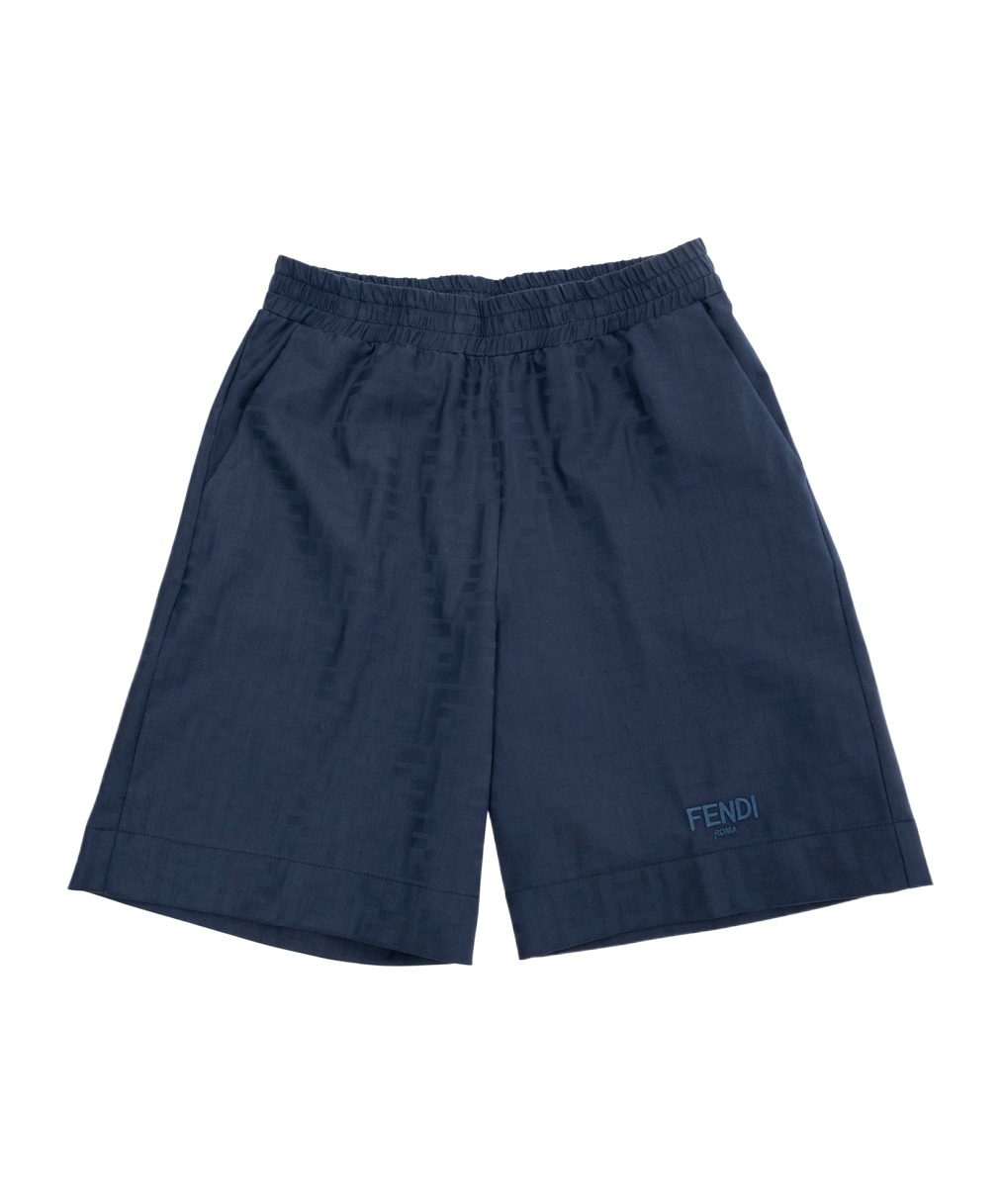 Fendi Elastic Waist Shorts In Blue