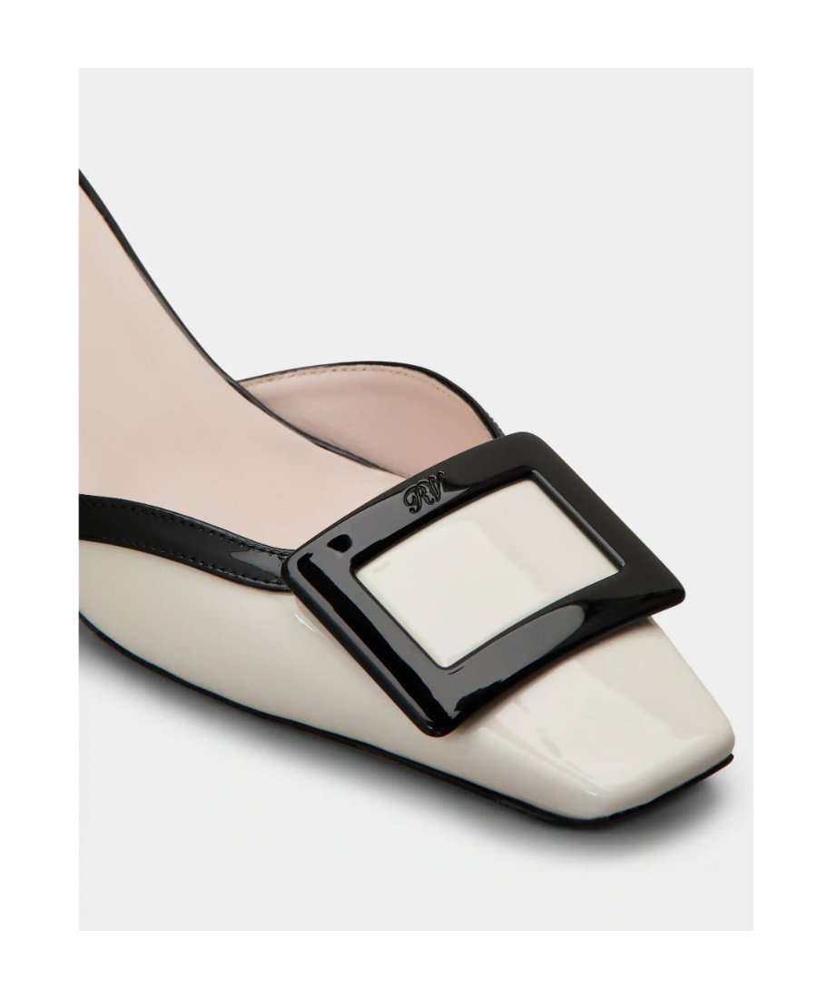 ROGER VIVIER BELLE VIVIER ANKLE STRAP LACQUERED BUCKLE PUMPS IN PATENT LEATHER 