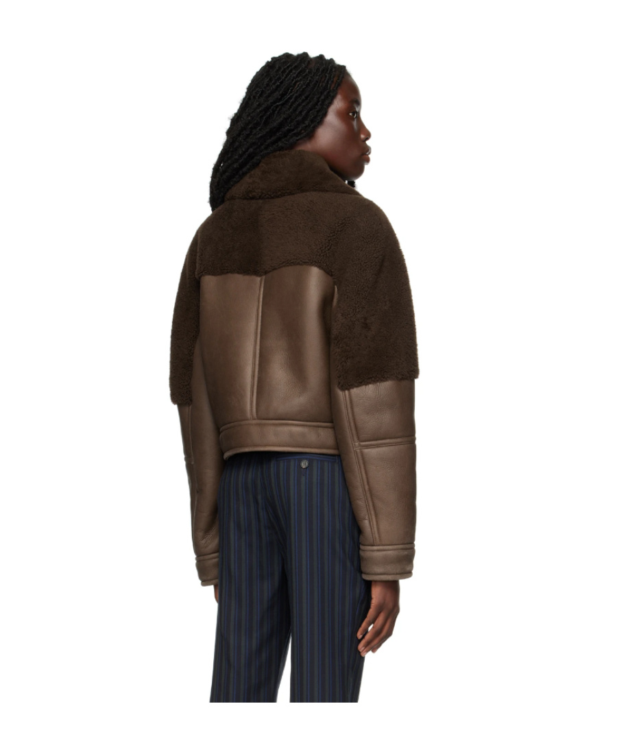 Ambush Brown Buckle Shearling Jacket In Black