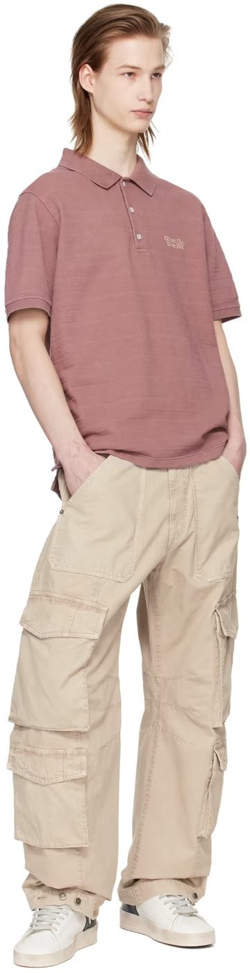 Golden Goose Pink Embroidered Polo In Pink