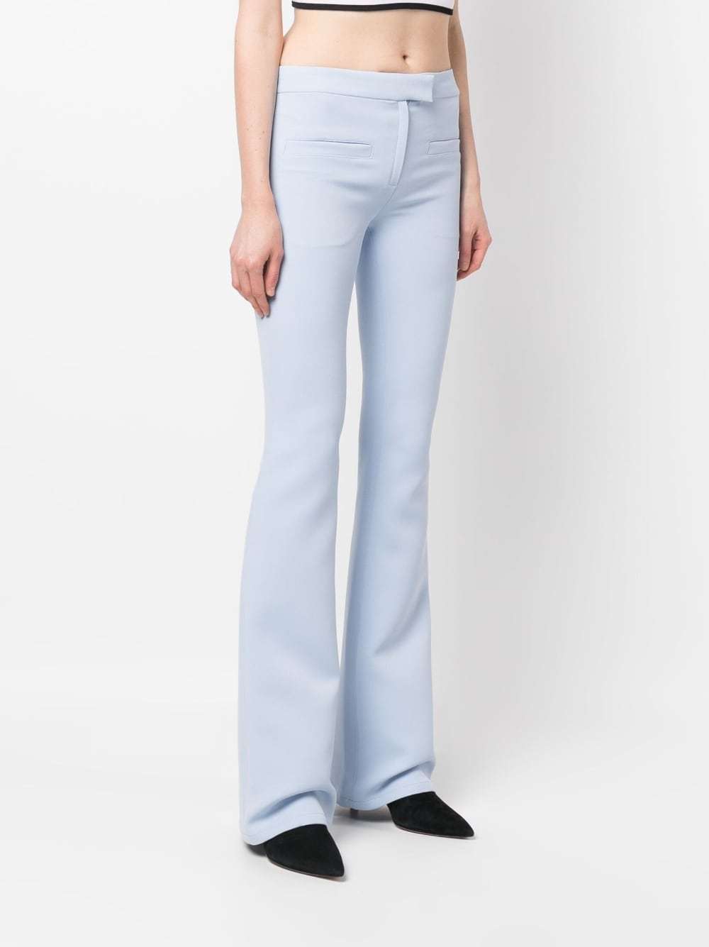Courrèges Mid-rise Flared Trousers In Blue