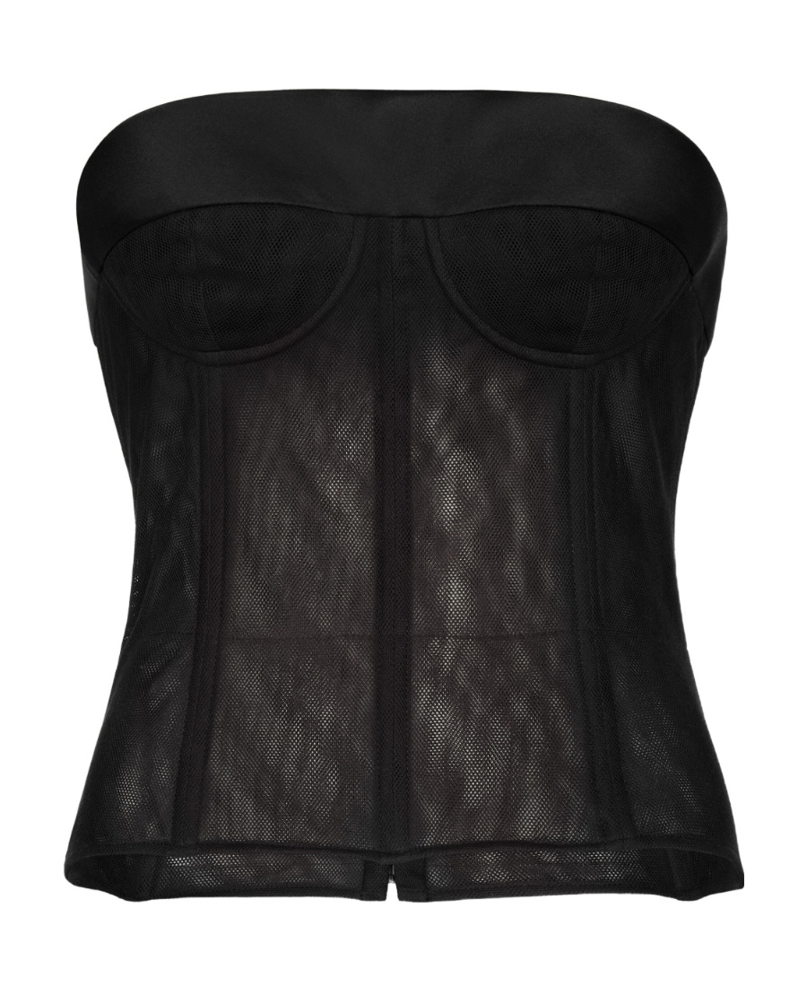 Maison Margiela Mesh-panel Cropped Top In Black