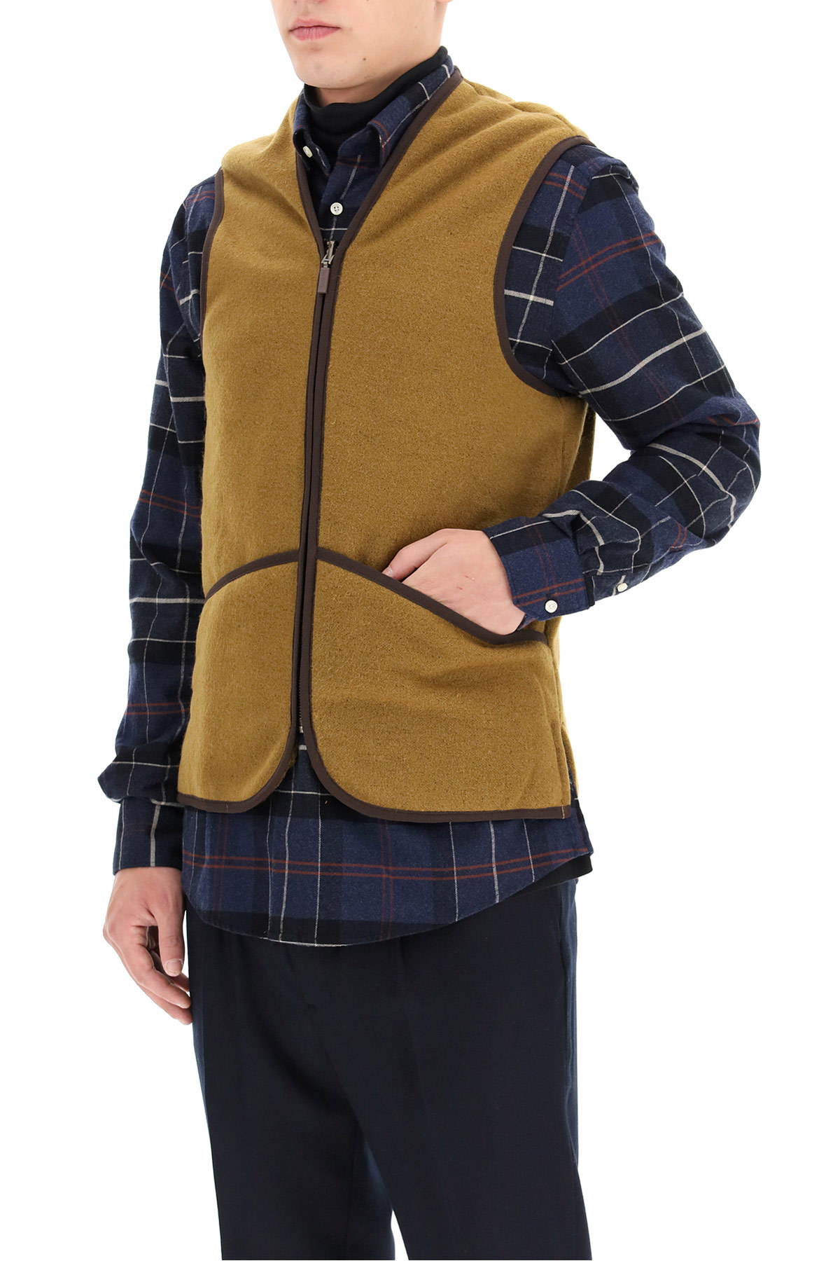 Barbour Front Zipped Reversible Eco-fur Vest In Brown
