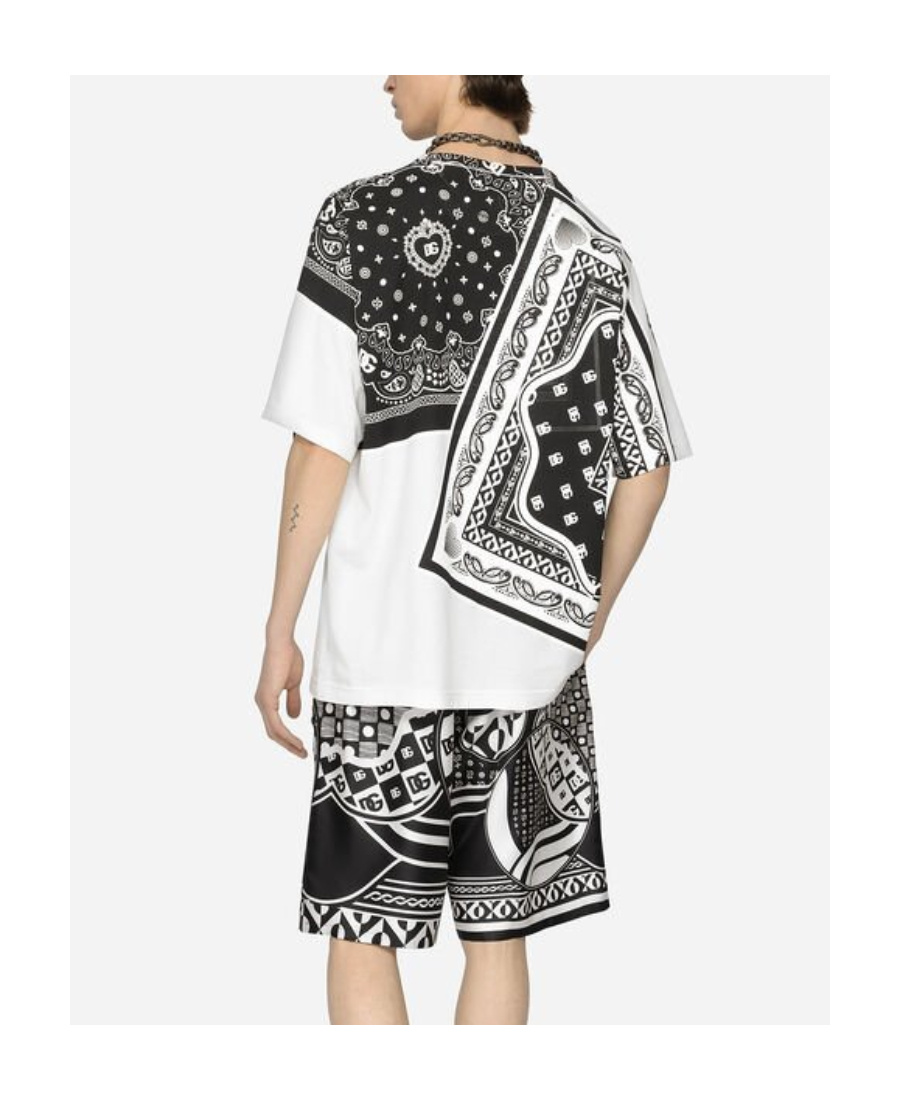Dolce & Gabbana Printed Patchwork Short-sleeved T-shirt In Black