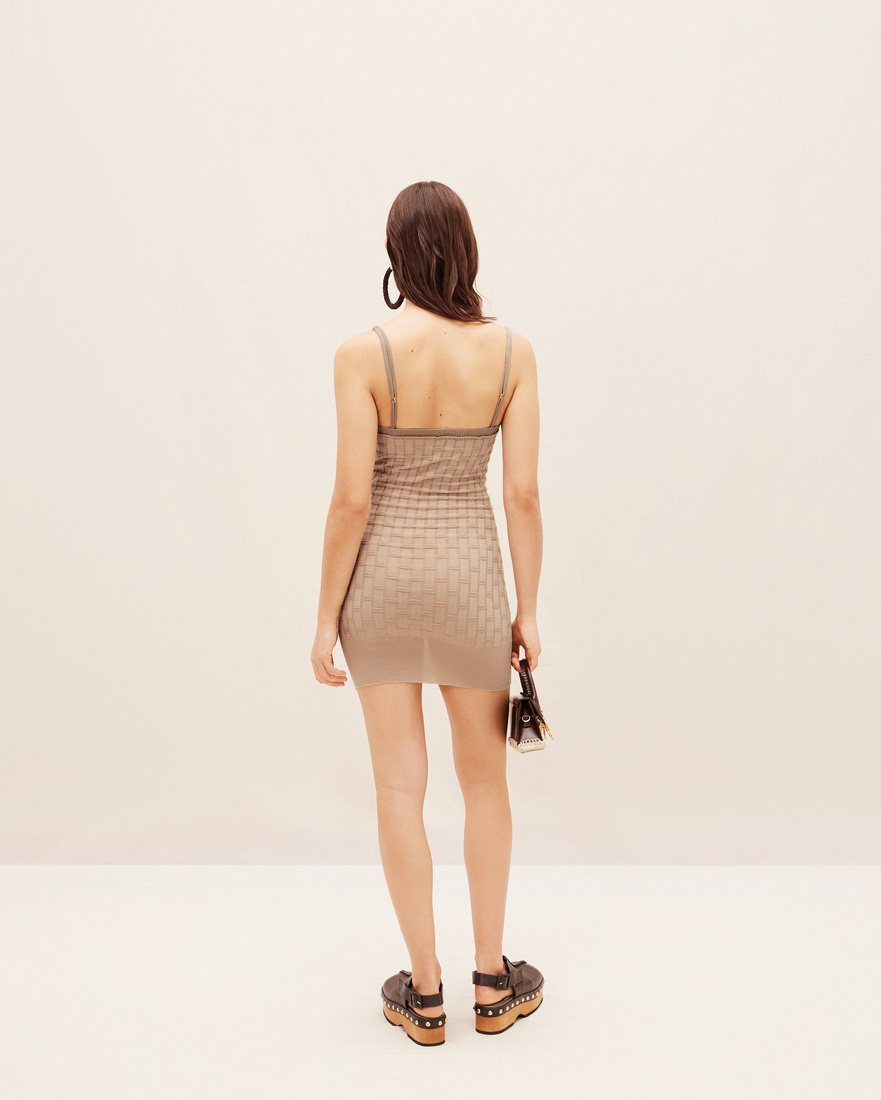Jacquemus La Robe Maille Tecido Dress In Nude