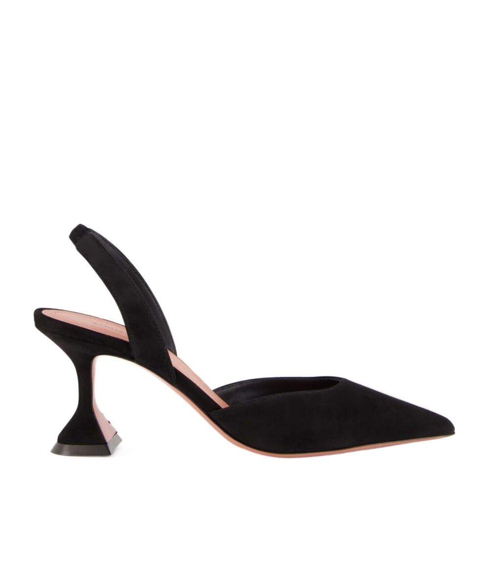 Amina Muaddi Womens Black Holli 70 Suede Slingback Heels In Black
