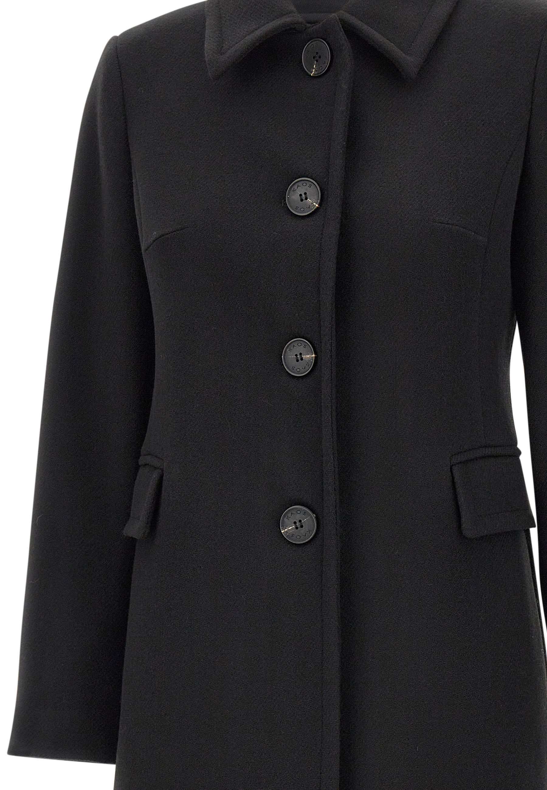 Kaos Single-breasted Flap-pocket Coat In Black