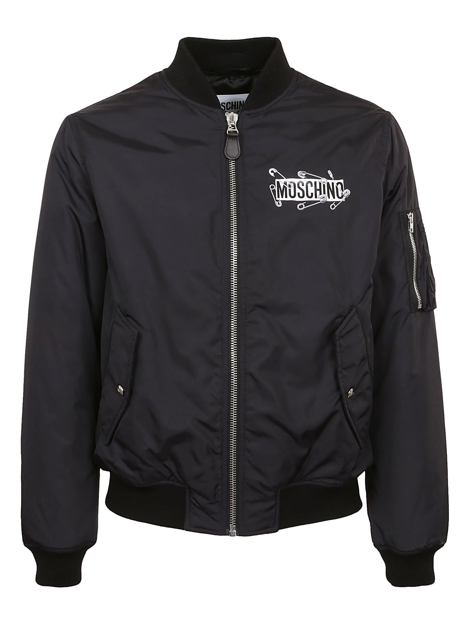 Moschino Paper Clip Bear Print Jacket In Black