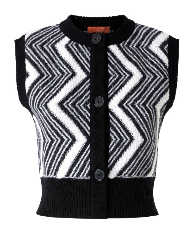 Missoni Crew Neck Knitted Vest In Black