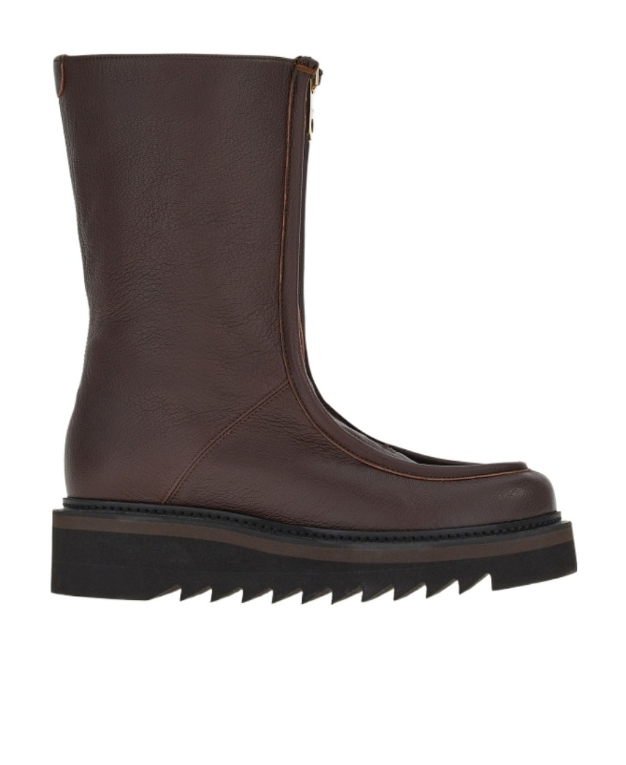 Ferragamo Gancini Plaque Ankle Boots In Brown