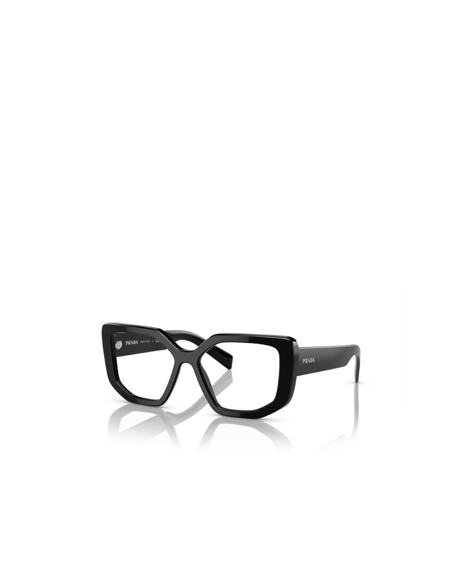 Shop Prada Geometric-frame Logo Glasses In Black