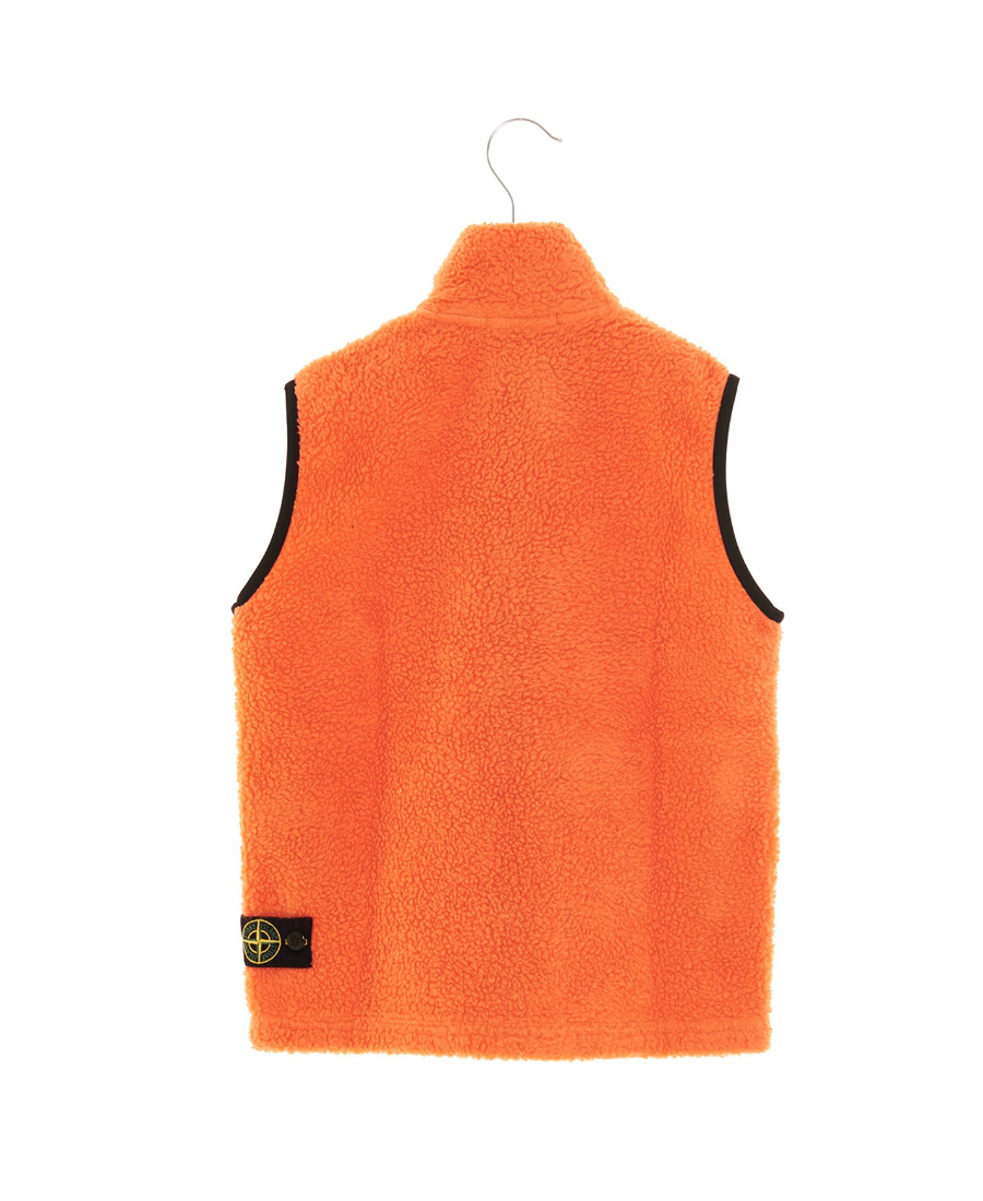 Stone Island Fleece-texture Zipped-up Gilet In Orange