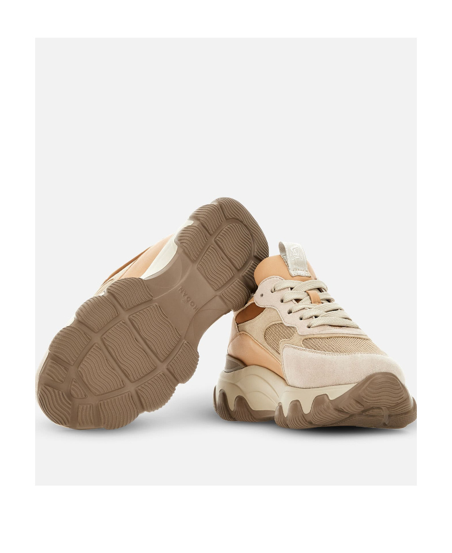 Hogan Hyperactive Panelled Leather Sneakers In Nude