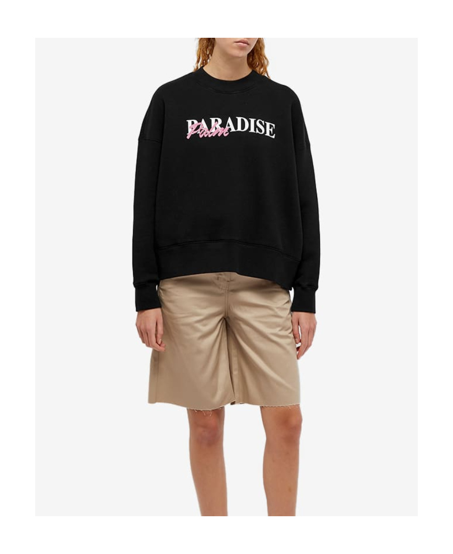 Palm Angels Paradise Palm Print Sweatshirt In Black