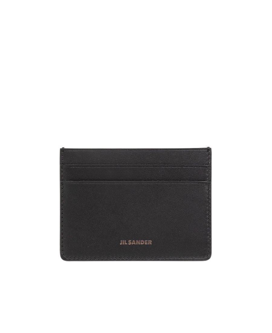 Jil Sander Logo-stamp Leather Cardholder In Black