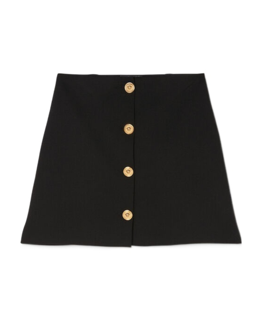 Versace Medusa A-line Wool Skirt In Black