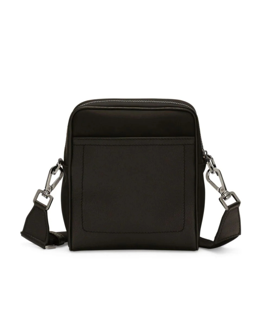 Dolce & Gabbana Logo-plaque Zip-fastening Messenger Bag In Black
