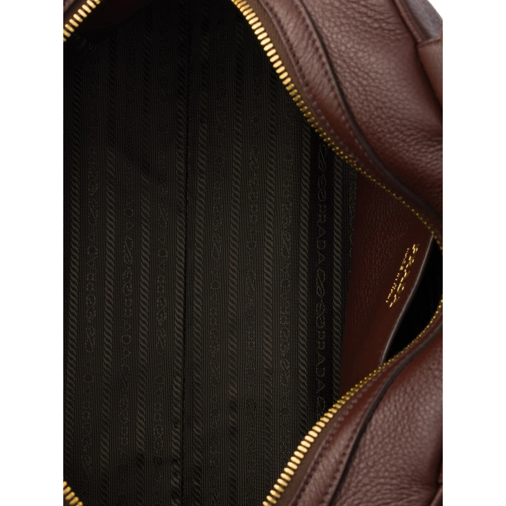 Prada Zipper Shoulder Bag In Brown