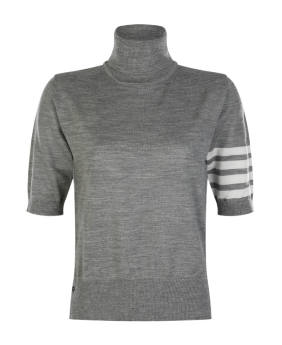 Thom Browne Turtleneck Short-sleeve Jumper In Gray