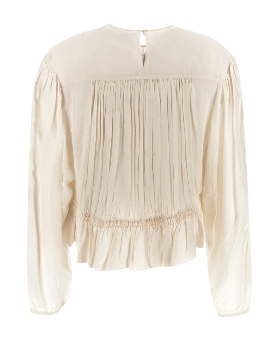 Shop Isabel Marant Round Collar And Long-sleeved T-shirt In Nude
